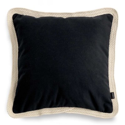Tesse Black Decorative Cushion with Beige Braiding 45x45