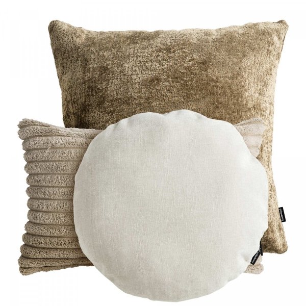 Beige-cremefarbenes Set dekorativer Kissen Rolo