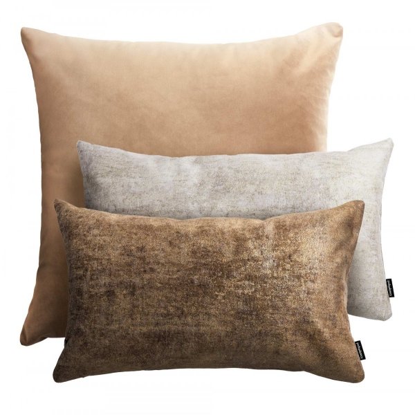 Beige Decorative Pillow Set Velvet + Stone