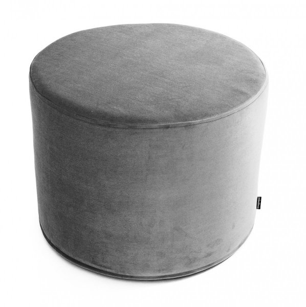 Grey velvet pouffe 45x35