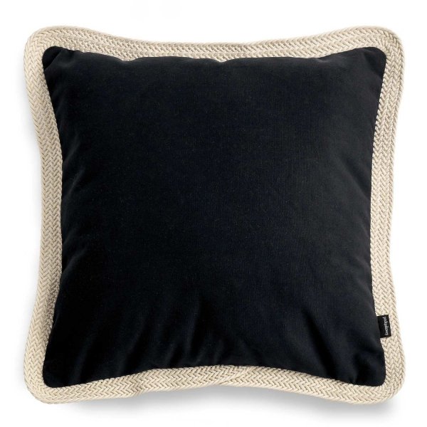 Tesse Black Decorative Cushion with Beige Braiding 45x45