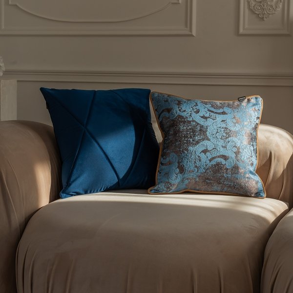 Blue-Beige Decorative Pillow Gold 40x40
