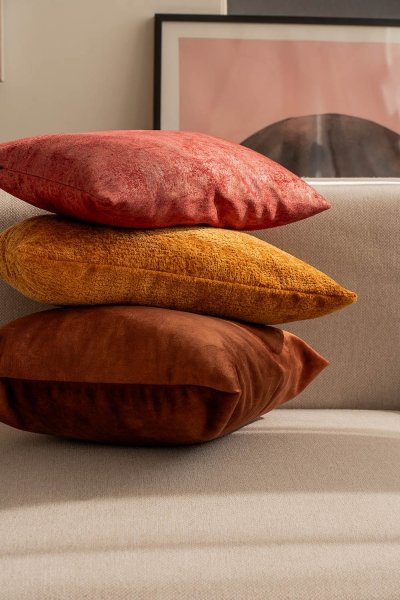 Copper-Gold Decorative Pillow Set Glossy