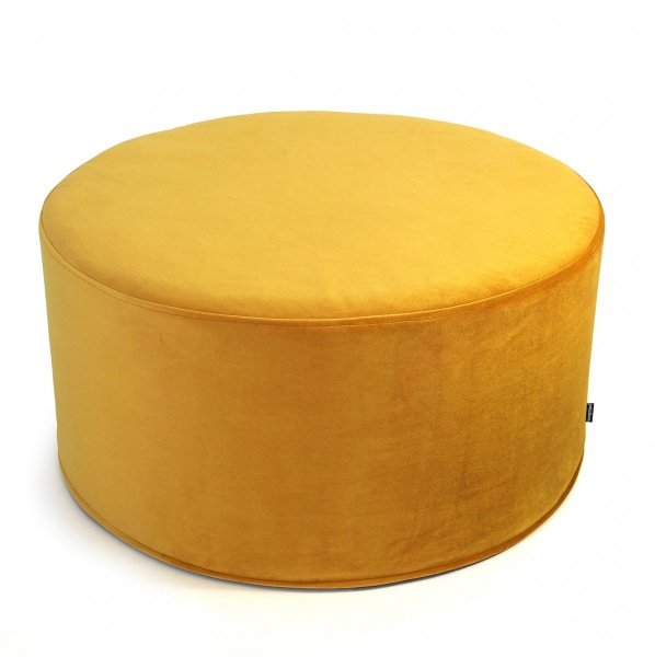 Large honey-colored velvet pouffe 60x30
