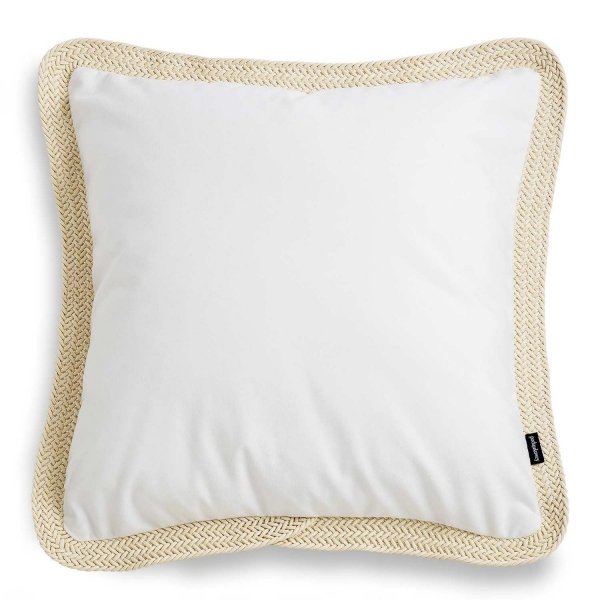 Tesse biała poduszka dekoracyjna z beżową plecionką 45x45