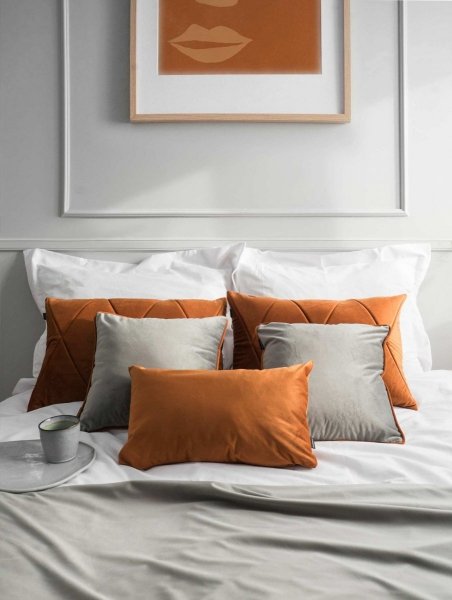 Rudo grafitowy zestaw poduszek dekoracyjnych do sypialni Duo 