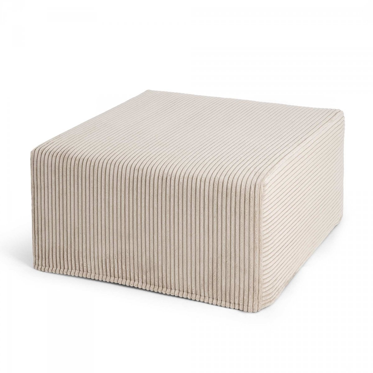 Großer quadratischer Cremefarbener Pouf CORD Slim 60x30