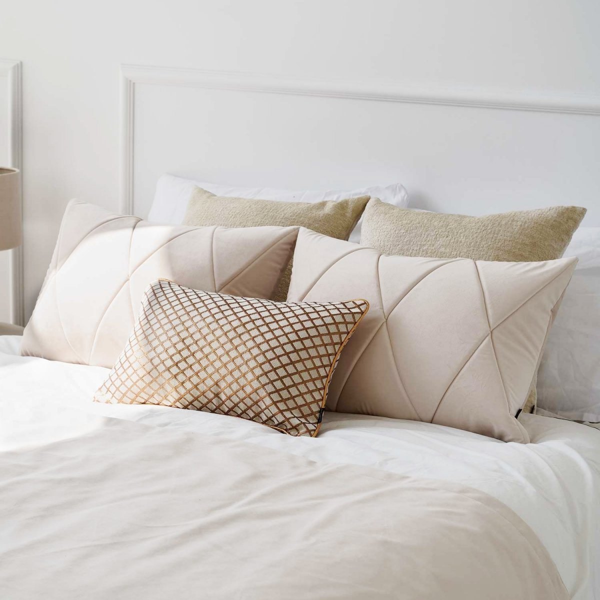 White decorative bed pillows on sale
