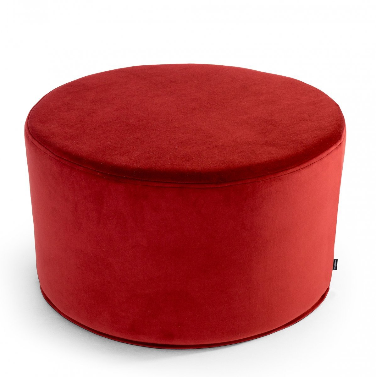 Large red velvet pouf 60x30
