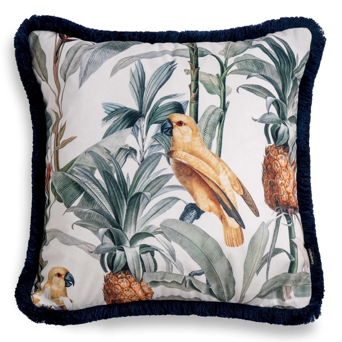 White Decorative Pillow with Parrots 45x45