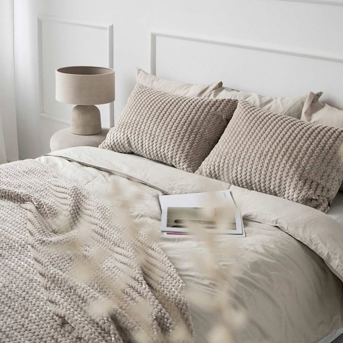 Cream Geneva Bedroom Set with 2 Pillows + Cover