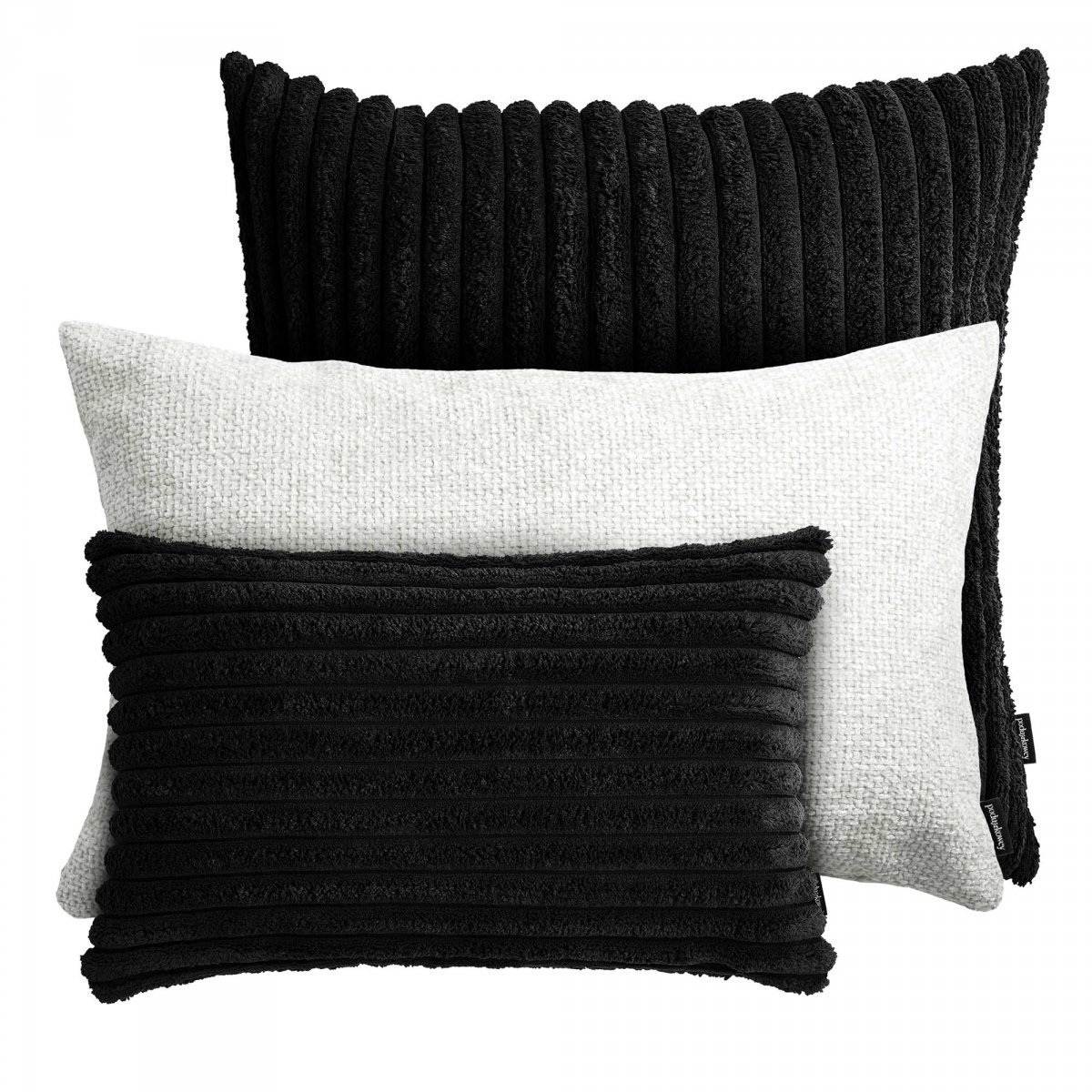 Czarno-Biały zestaw poduszek dekoracyjnych Cord
