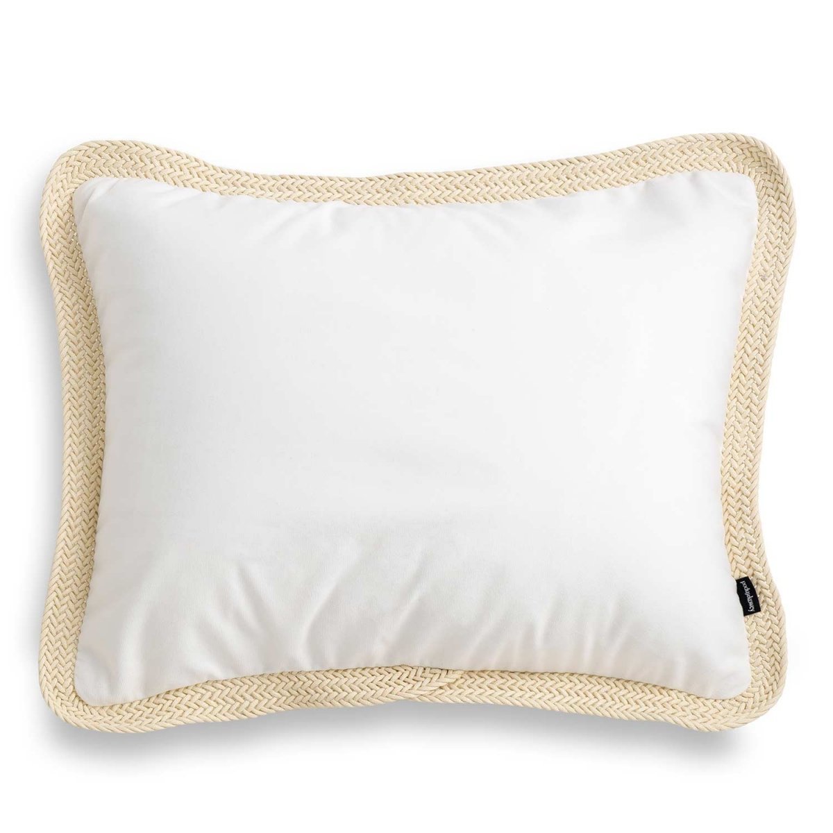Tesse biała poduszka dekoracyjna z beżową plecionką 50x40