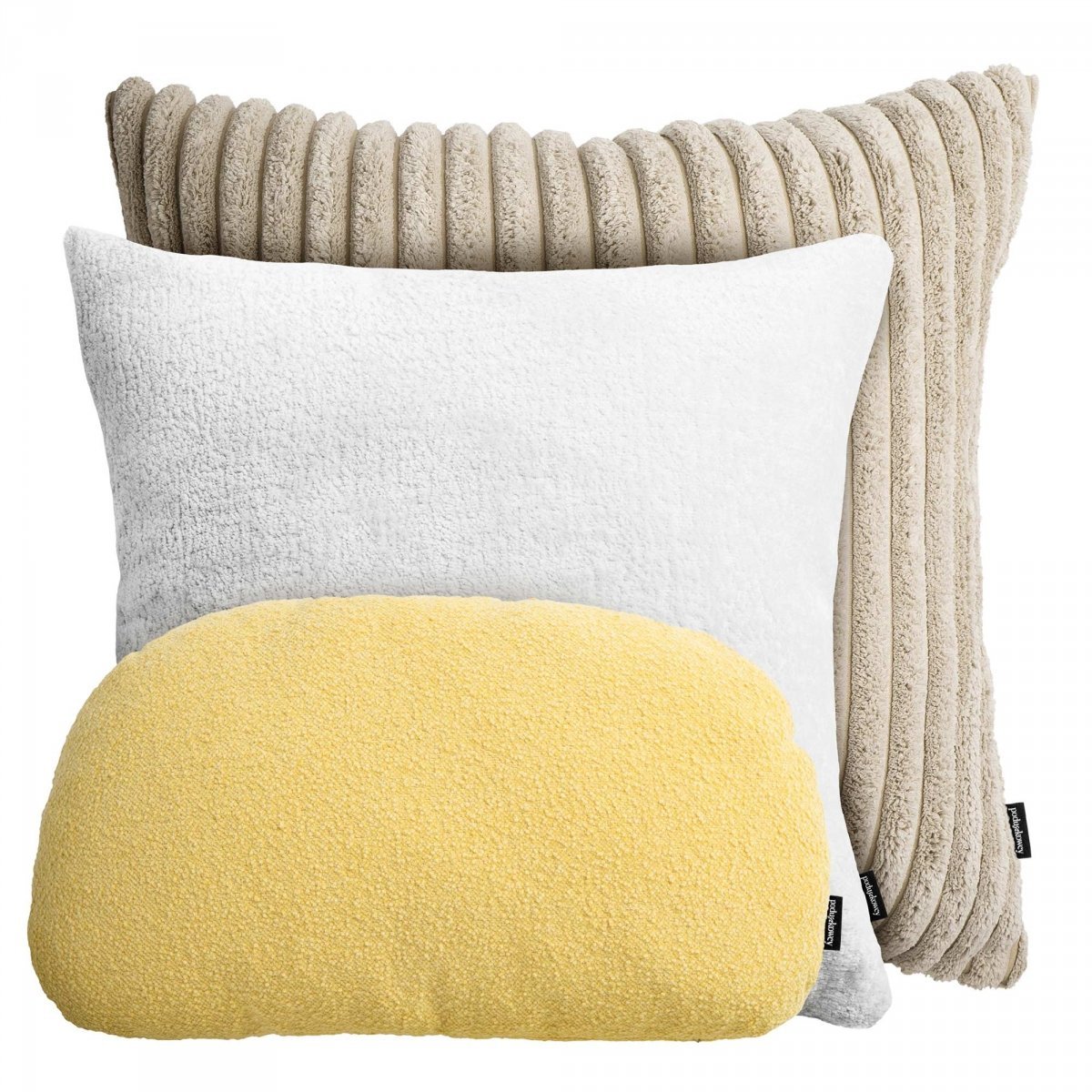 Beżowo-żółty zestaw poduszek dekoracyjnych Cord