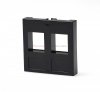 Adapter prosty 2 mod. 45x45mm pod keyston 2xRJ45, bez klapki, czarny