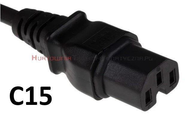 Kabel zasilający komputerowy z uziemieniem C15/C14 - przedłużacz 1,8m