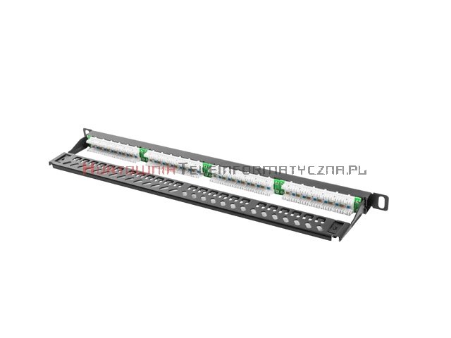 Lanberg Patch Panel 24xRJ45 kat.5e UTP z półką, czarny 0,5U