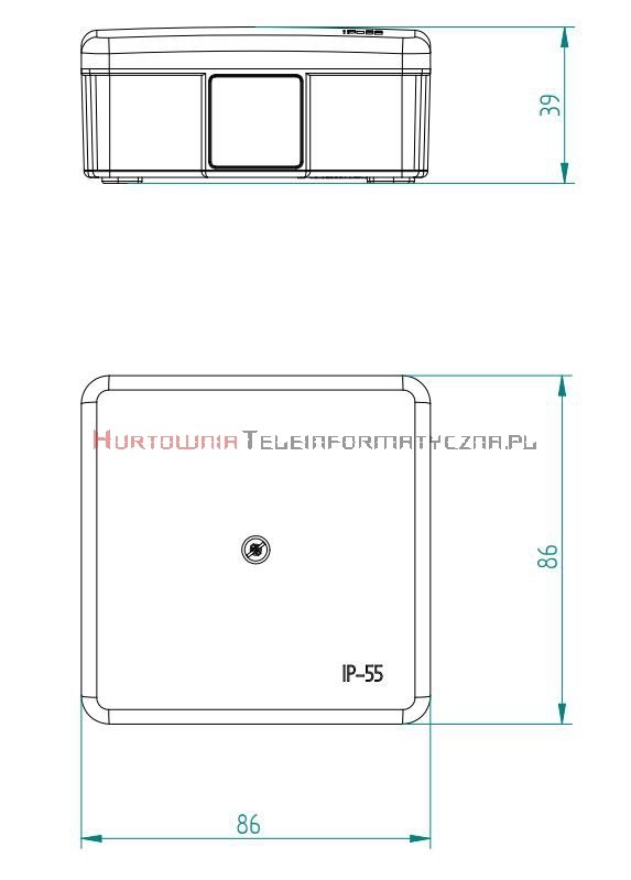 Puszka elektr. hermetyczna natynkowa 85x85x40mm IP55, biała (na 1 śrubę)