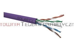 SOLARIX kabel U/UTP, drut, LSOH Dca, fioletowy, kat.6