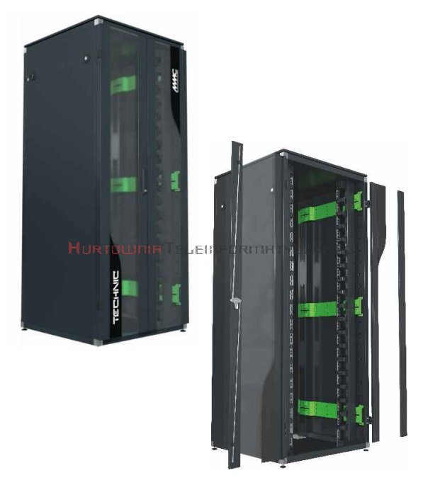 MMC Szafa RACK Serwer 19" stojąca 42U 800x800, 1000kg, drzwi dwuskrzydłowe perforowane, czarna