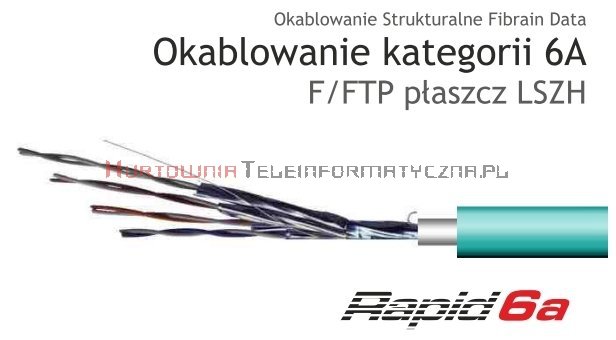 FIBRAIN DATA Rapid kat.6A F/FTP 500Mhz, drut, LSZH turkusowy (500m)