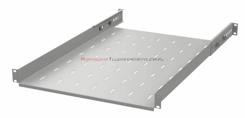 Półka stała 19&quot;, 1U, o gł. 750 mm., mocowana w czterech punktach RAL 7035 szary