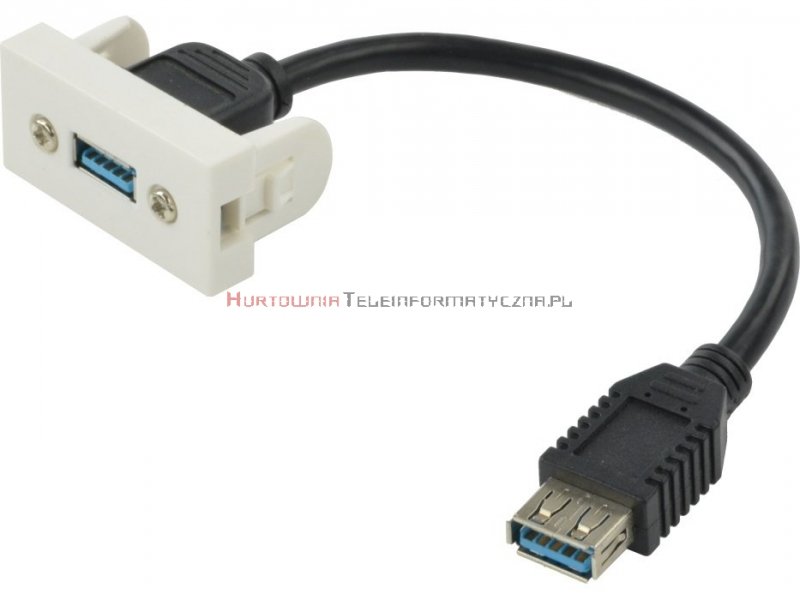 Moduł USB 3.0 MOSAIC 22.5x45 biały, przelotowy, 20cm