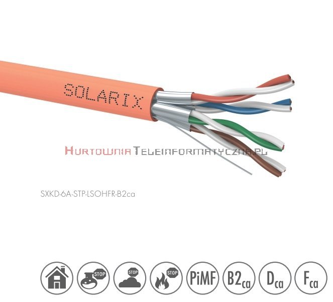 SOLARIX kabel U/FTP, drut, LSOHFR B2ca pomarańczowy  kat. 6A