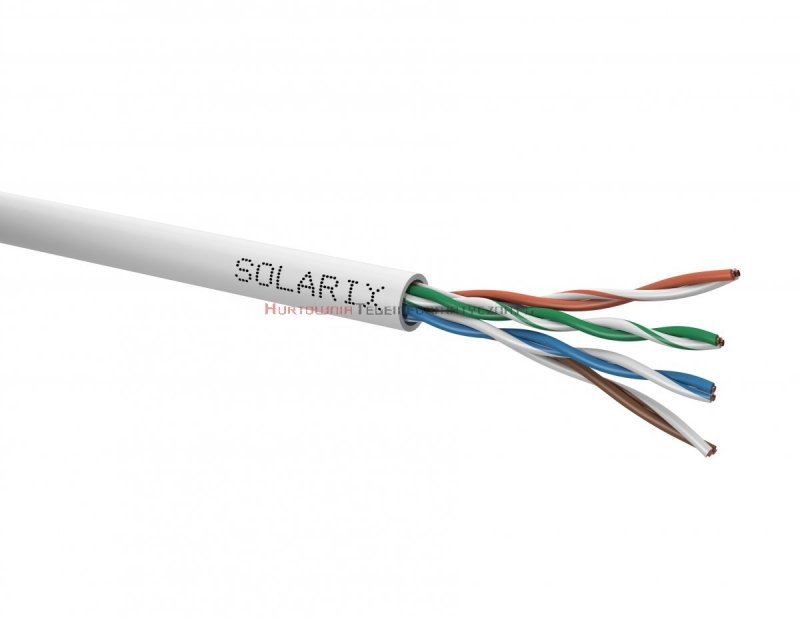 SOLARIX kabel U/UTP, drut, PVC, szary, kat.5e