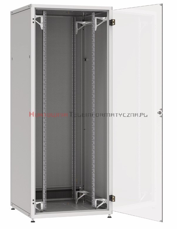 SOLARIX Szafa RACK 19" stojąca 42U 800x800 drzwi szklane, zamek 1-punktowy, tył pełny, boki zdejmowane, szara