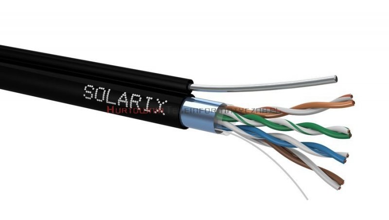 SOLARIX kabel F/UTP kat.5e, drut, zewnętrzny suchy z linką nośną - 305m
