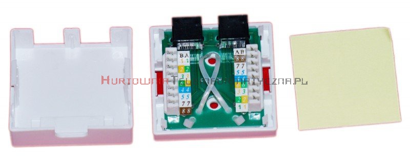 Gniazdo komputerowe LAN 2 x RJ45 kat.6 natynkowe białe