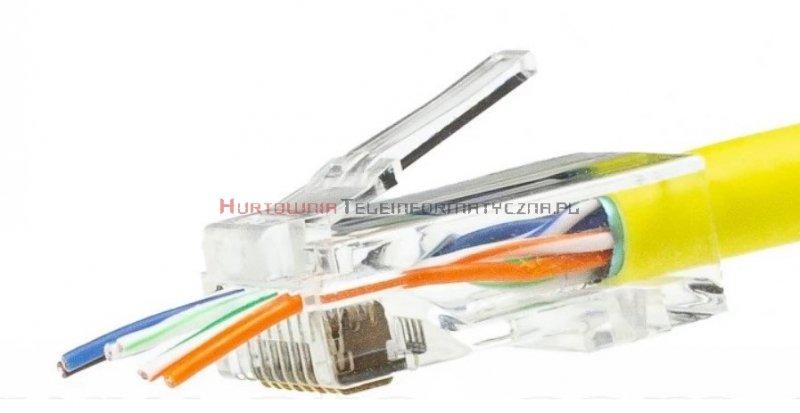 Wtyk RJ45 8p8c kat.6A FTP ekranowany, drut, przelotowy (100 szt)