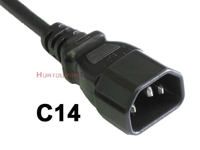 Kabel zasilający komputerowy z uziemieniem C13/C14 - przedłużacz 5m