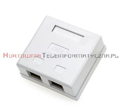 Gniazdo komputerowe LAN 2 x RJ45 kat.6 natynkowe białe