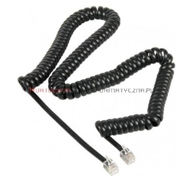 Kabel telefoniczny skrętny 4m czarny z rozbiegówką