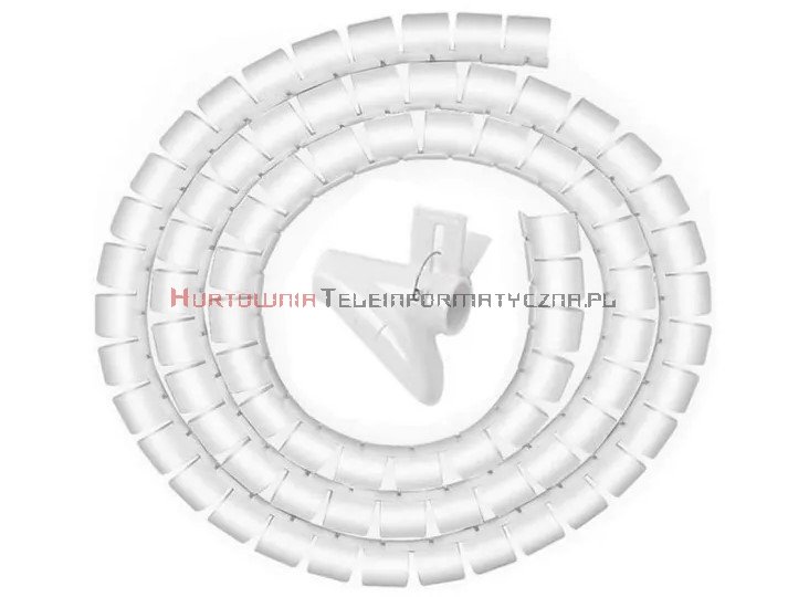 Organizator kabli okrągły spiralny fi25mm / 2m biały