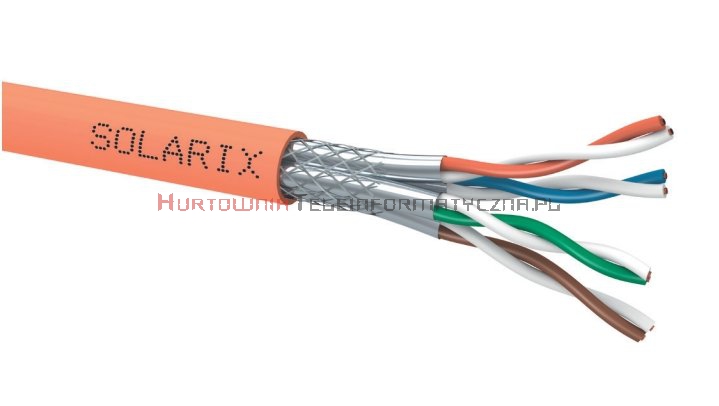 SOLARIX kabel S/FTP, drut, LSOH Cca, pomarańczowy, kat.7 