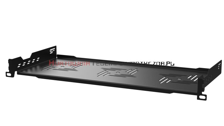 Półka stała RACK 19&quot;, 1U, o gł. 300 mm., mocowana z przodu, szybki montaż, czarna
