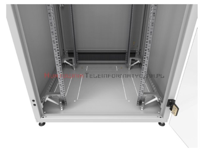 SOLARIX Szafa RACK 19" stojąca 42U 800x800 drzwi szklane, zamek 1-punktowy, tył pełny, boki zdejmowane, szara