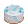 Dekoracja cukrowa na tort chrzest KSIĄŻECZKA Z BUCIKAMI niebieska