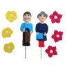 Dekoracja cukrowa Figurka na piku BABCIA + 3 KWIATY ZESTAW