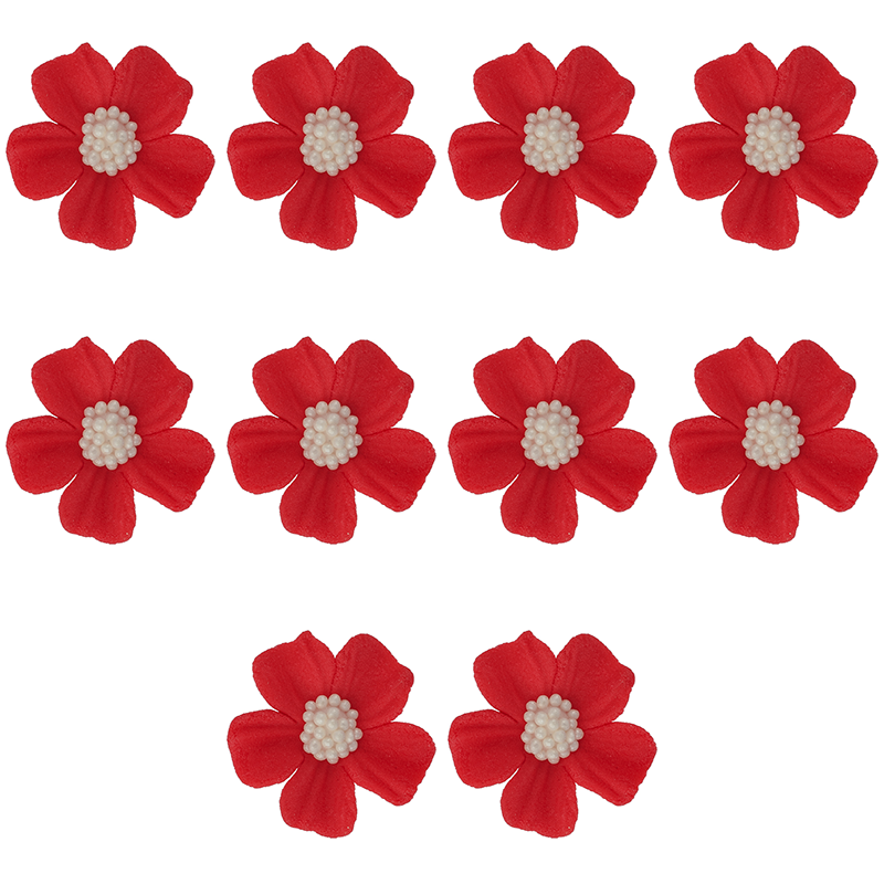 Kwiatki cukrowe na tort NIEZAPOMINAJKA (3x10szt) czerwone