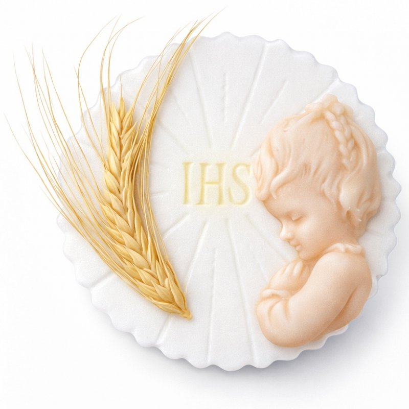  Dekoracja cukrowa na tort komunijny - HOSTIA Z KŁOSEM dziewczynka