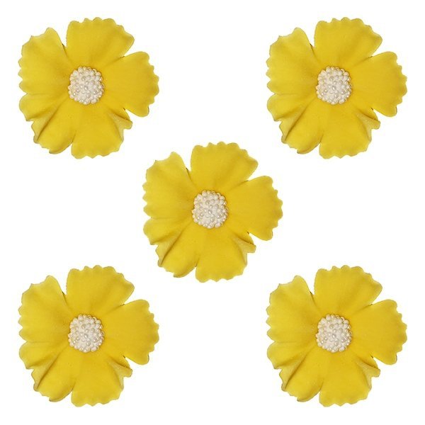 Duże kwiaty cukrowe na tort CHABER (6x5szt) żółte