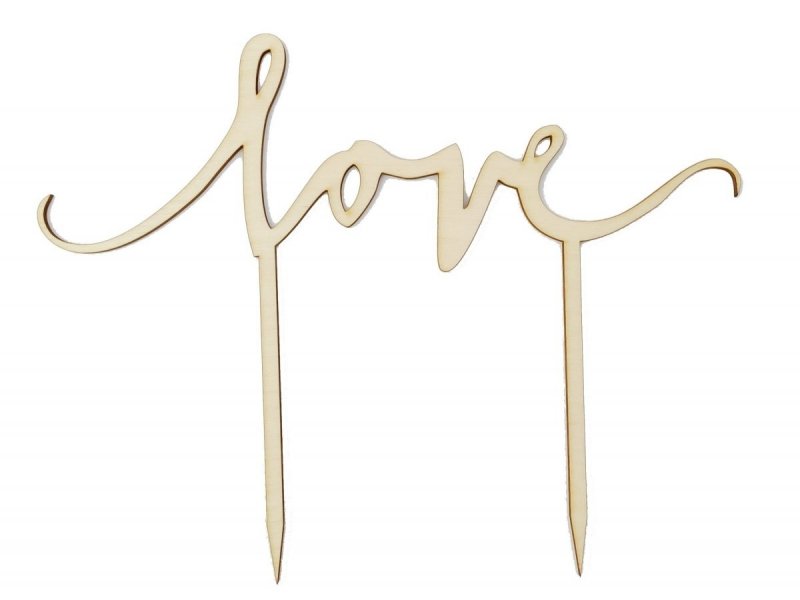 Drewniana dekoracja TOPPER na tort LOVE 20cm