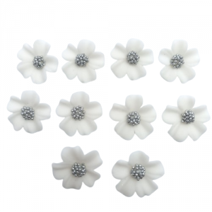 Kwiatki cukrowe na tort NIEZAPOMINAJKA (3x10szt) białe