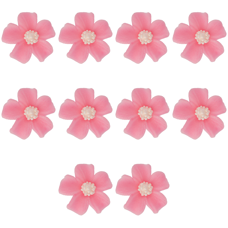 Kwiatki cukrowe na tort NIEZAPOMINAJKA (8x10szt) różowe