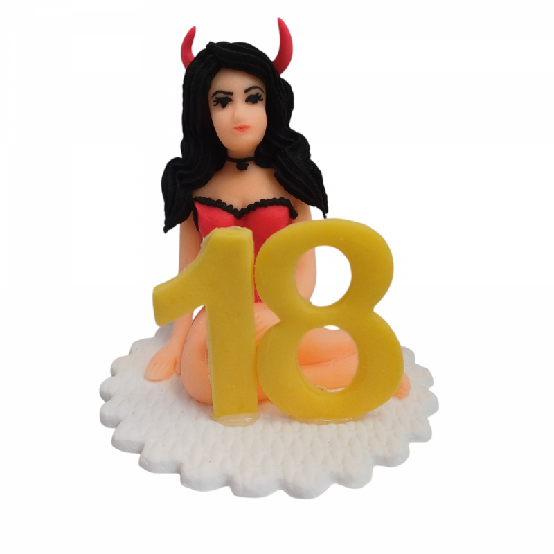 Figurka Cukrowa na Tort DIABLICA z cyfrą 18