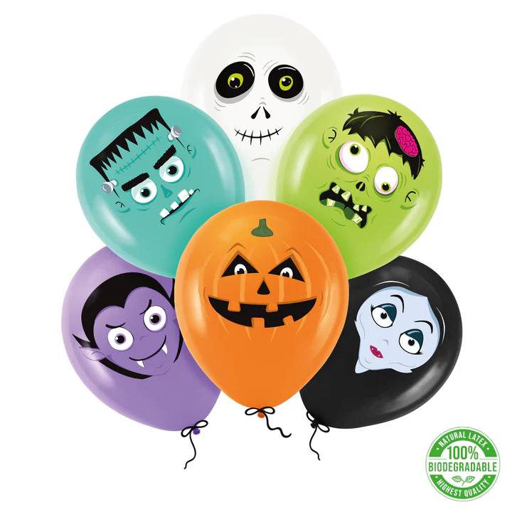 Balony HALLOWEEN straszne twarze -6 szt